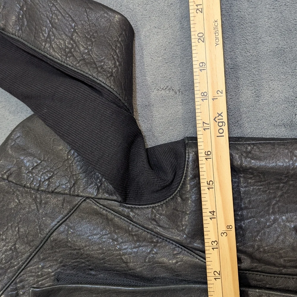 Veda Dallas Leather Motor Jacket Size S Black Stretchy Sleeve Panel Biker 100% L - Picture 6 of 10